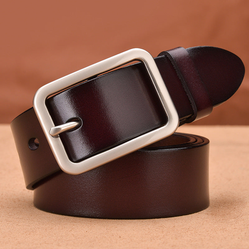 Leather Belt With Classic Buckle